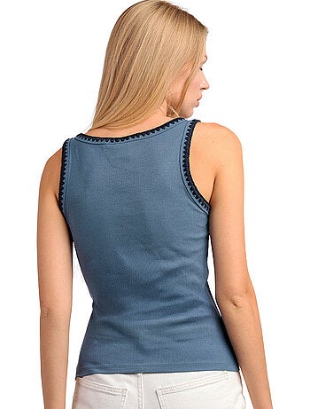 ADMAS Camiseta Sin Mangas Canalé Hilo Contraste para Mujer