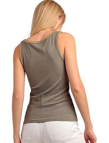 ADMAS Camiseta Sin Mangas Canalé Hilo Contraste para Mujer