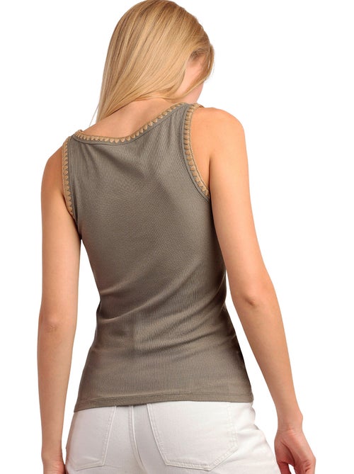 ADMAS Camiseta Sin Mangas Canalé Hilo Contraste para Mujer - Kiabi