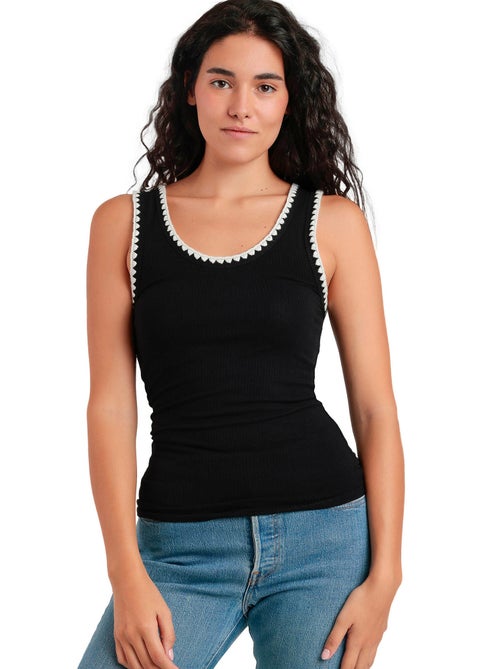 ADMAS Camiseta Sin Mangas Canalé Hilo Contraste para Mujer - Kiabi