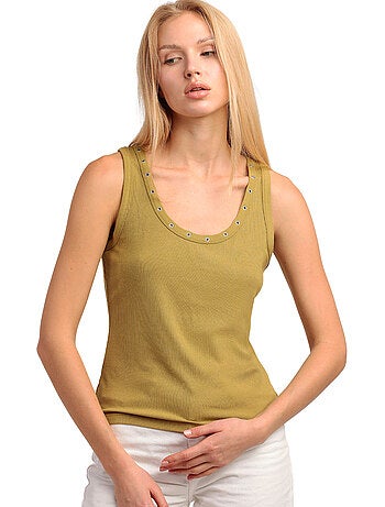 ADMAS Camiseta Sin Mangas Canalé Metallic Details para Mujer