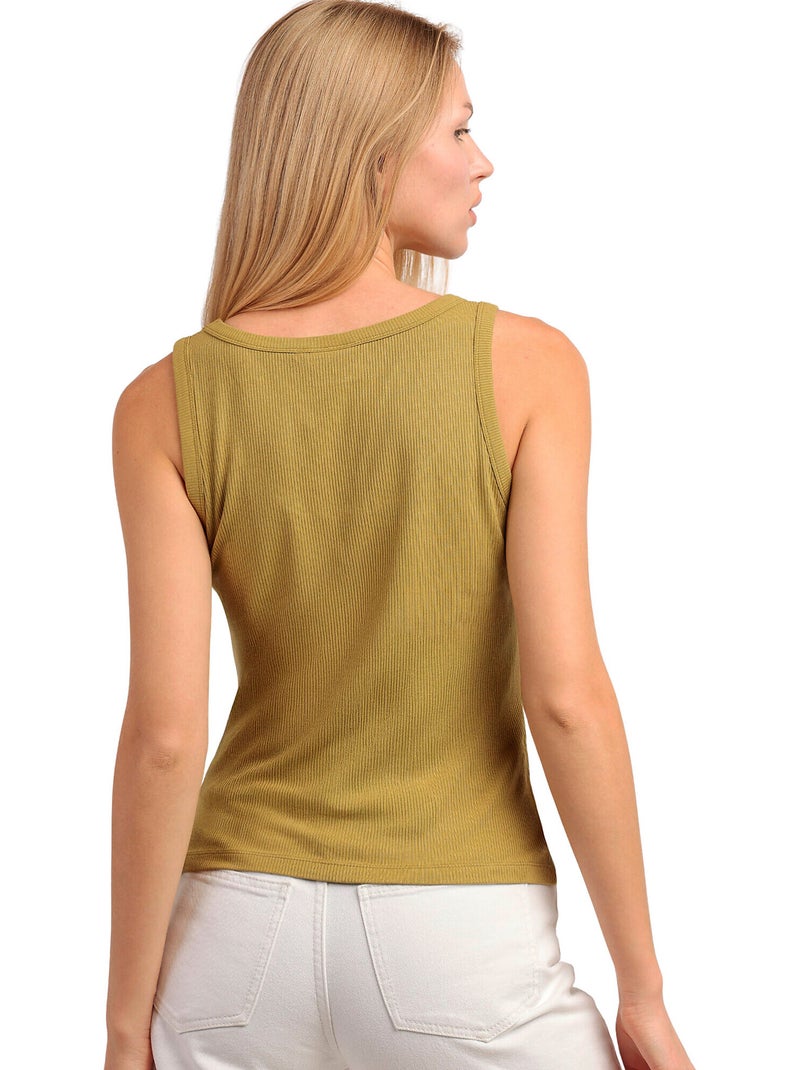 ADMAS Camiseta Sin Mangas Canalé Metallic Details para Mujer Caqui - Kiabi