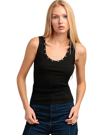 ADMAS Camiseta Sin Mangas Canalé Metallic Details para Mujer