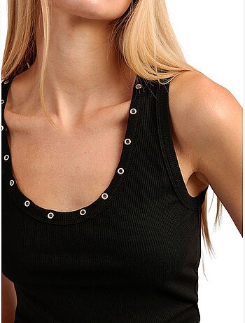 ADMAS Camiseta Sin Mangas Canalé Metallic Details para Mujer