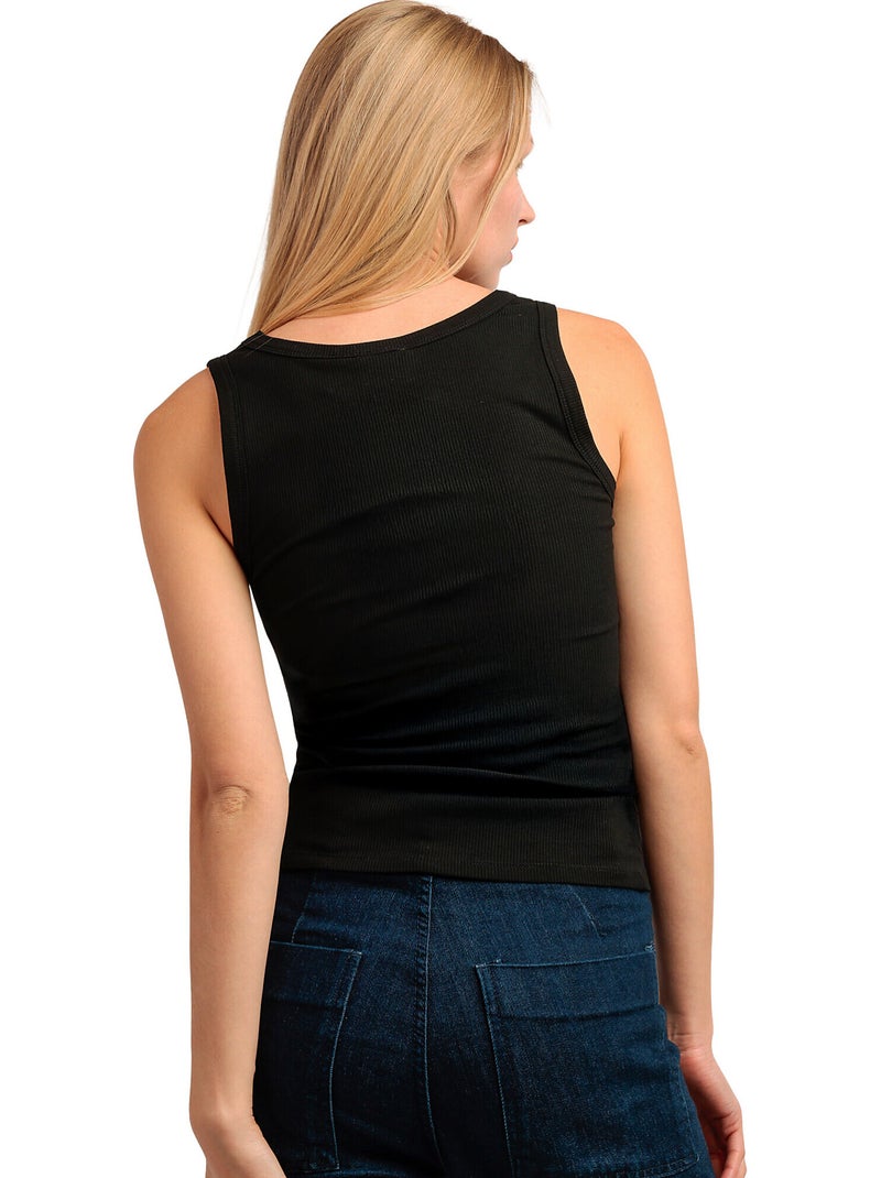 ADMAS Camiseta Sin Mangas Canalé Metallic Details para Mujer Negro - Kiabi