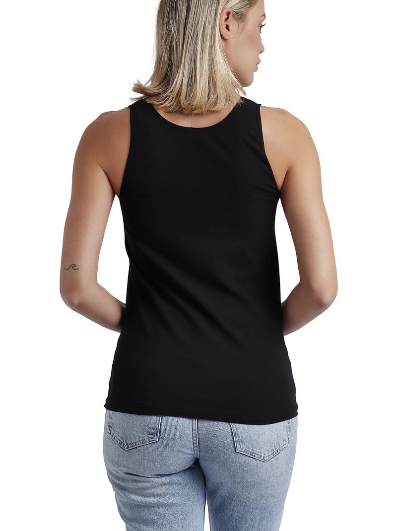 ADMAS Camiseta Sin Mangas Escote Guipur para Mujer Negro - Kiabi