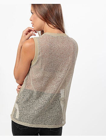 ADMAS Camiseta Sin Mangas Flowers Aplicadas para Mujer