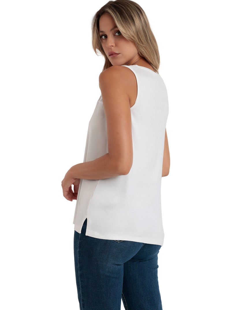 ADMAS Camiseta Sin Mangas Lace para Mujer Blanco - Kiabi