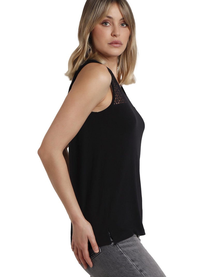 ADMAS Camiseta Sin Mangas Lace para Mujer Negro - Kiabi