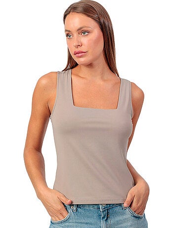 ADMAS Camiseta Sin Mangas Plain Escote Cuadrado para Mujer