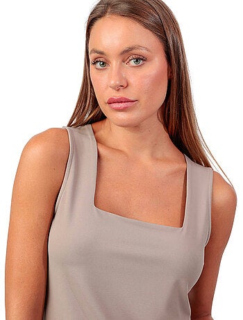 ADMAS Camiseta Sin Mangas Plain Escote Cuadrado para Mujer