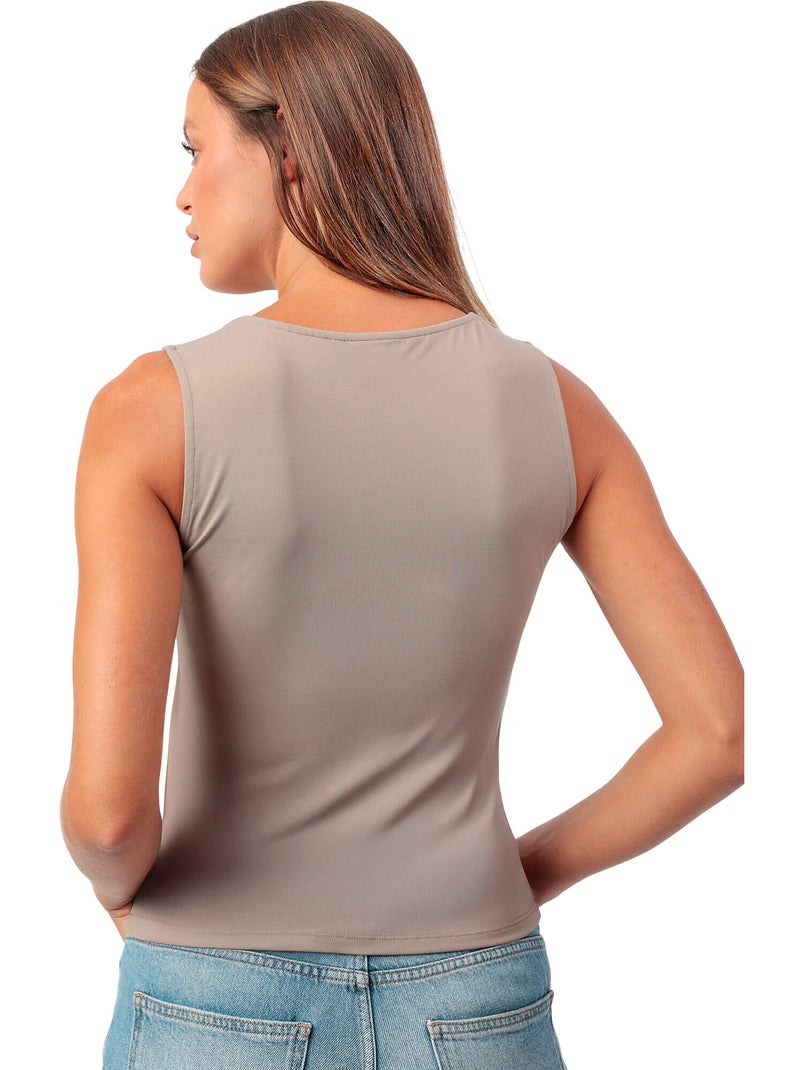 ADMAS Camiseta Sin Mangas Plain Escote Cuadrado para Mujer Beige - Kiabi