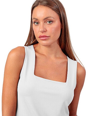 ADMAS Camiseta Sin Mangas Plain Escote Cuadrado para Mujer