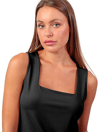 ADMAS Camiseta Sin Mangas Plain Escote Cuadrado para Mujer