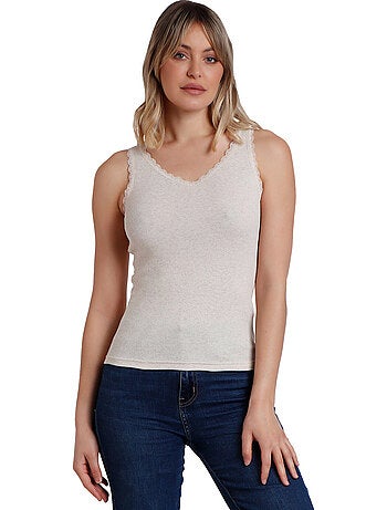 ADMAS Camiseta Sin Mangas Romantic Rib para Mujer