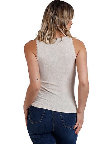 ADMAS Camiseta Sin Mangas Romantic Rib para Mujer
