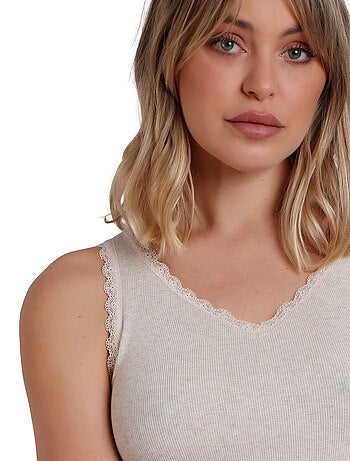 ADMAS Camiseta Sin Mangas Romantic Rib para Mujer
