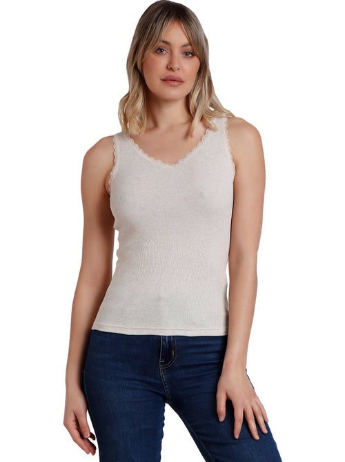 ADMAS Camiseta Sin Mangas Romantic Rib para Mujer - Kiabi ADMAS Camiseta Sin Mangas Romantic Rib para Mujer - Kiabi