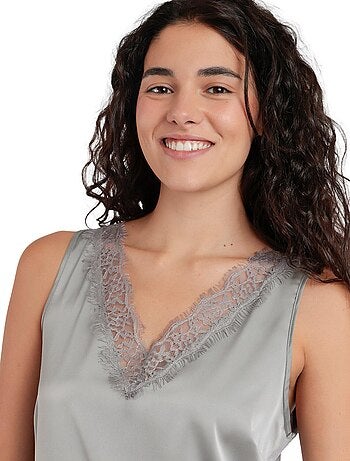 ADMAS Camiseta Sin Mangas Satin Lace para Mujer