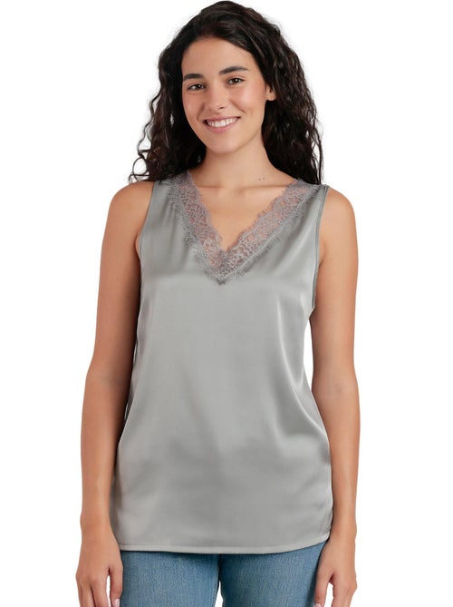 ADMAS Camiseta Sin Mangas Satin Lace para Mujer - Kiabi