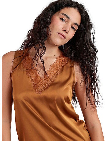 ADMAS Camiseta Sin Mangas Satin Lace para Mujer