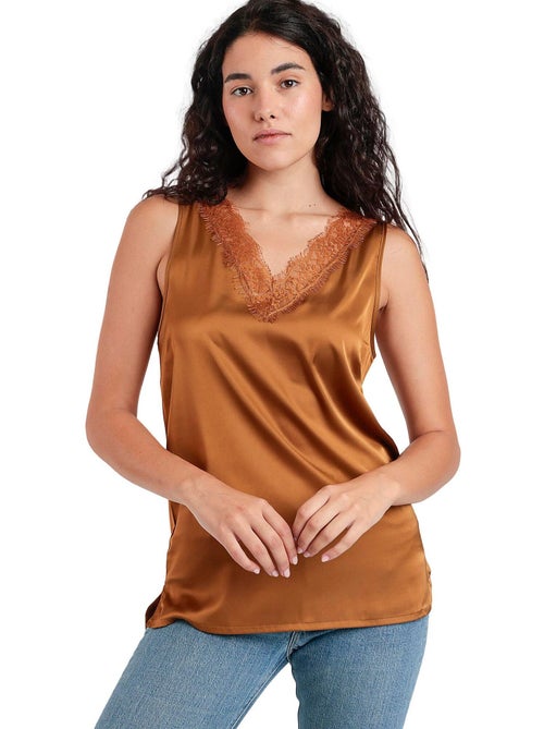 ADMAS Camiseta Sin Mangas Satin Lace para Mujer - Kiabi