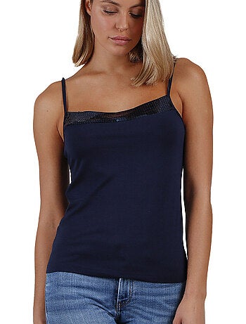 ADMAS Camiseta Tirante Escote Lentejuelas para Mujer