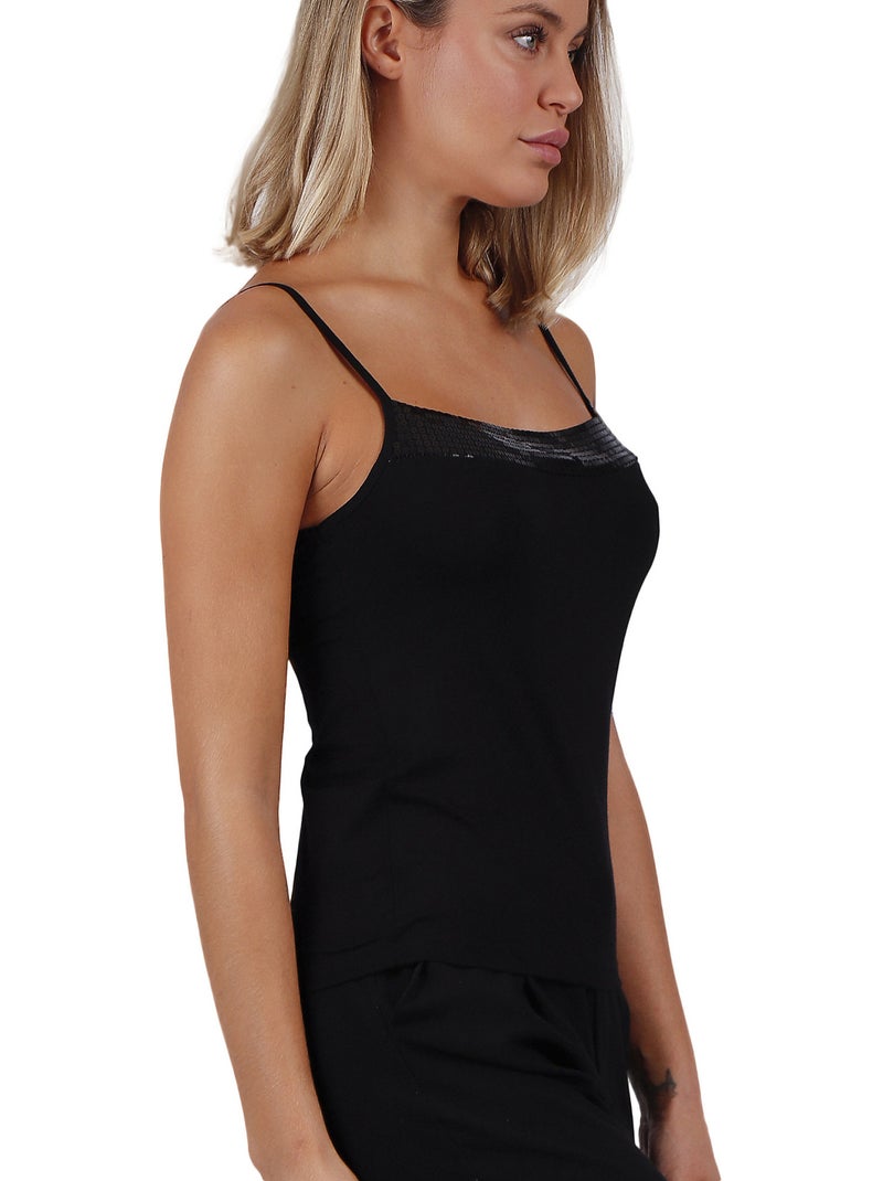 ADMAS Camiseta Tirante Escote Lentejuelas para Mujer Negro - Kiabi