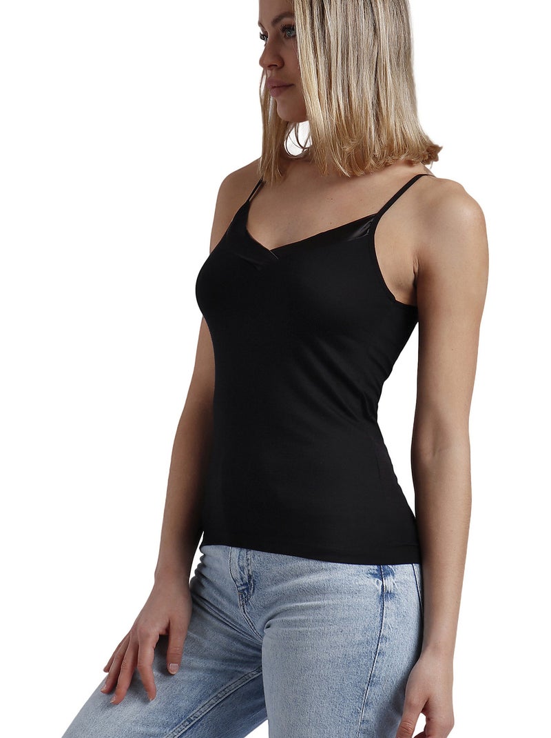 ADMAS Camiseta Tirante Escote Raso para Mujer Negro - Kiabi