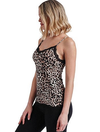 ADMAS Camiseta Tirante Piel Leopardo para Mujer