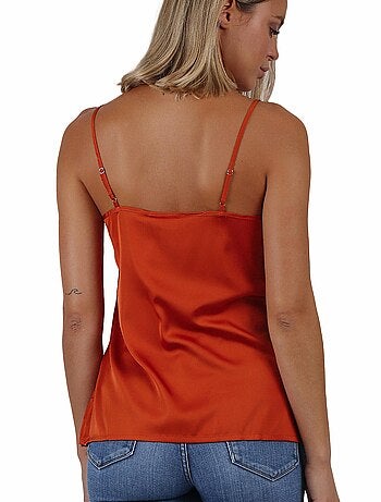 ADMAS Camiseta Tirante Puntilla Escote para Mujer