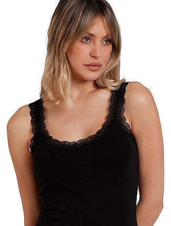 ADMAS Camiseta Tirantes Puntilla Ondas para Mujer