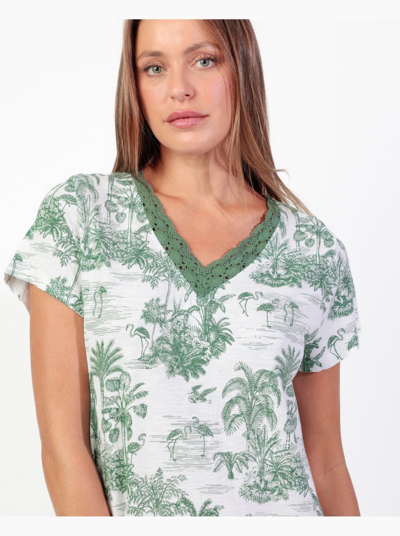 ADMAS Camisola Manga Corta Summer Paradise para Mujer Verde bosque - Kiabi