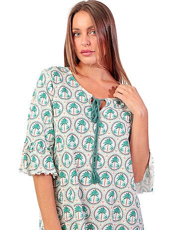 ADMAS Camisola Manga Francesa Palm Mosaic para Mujer