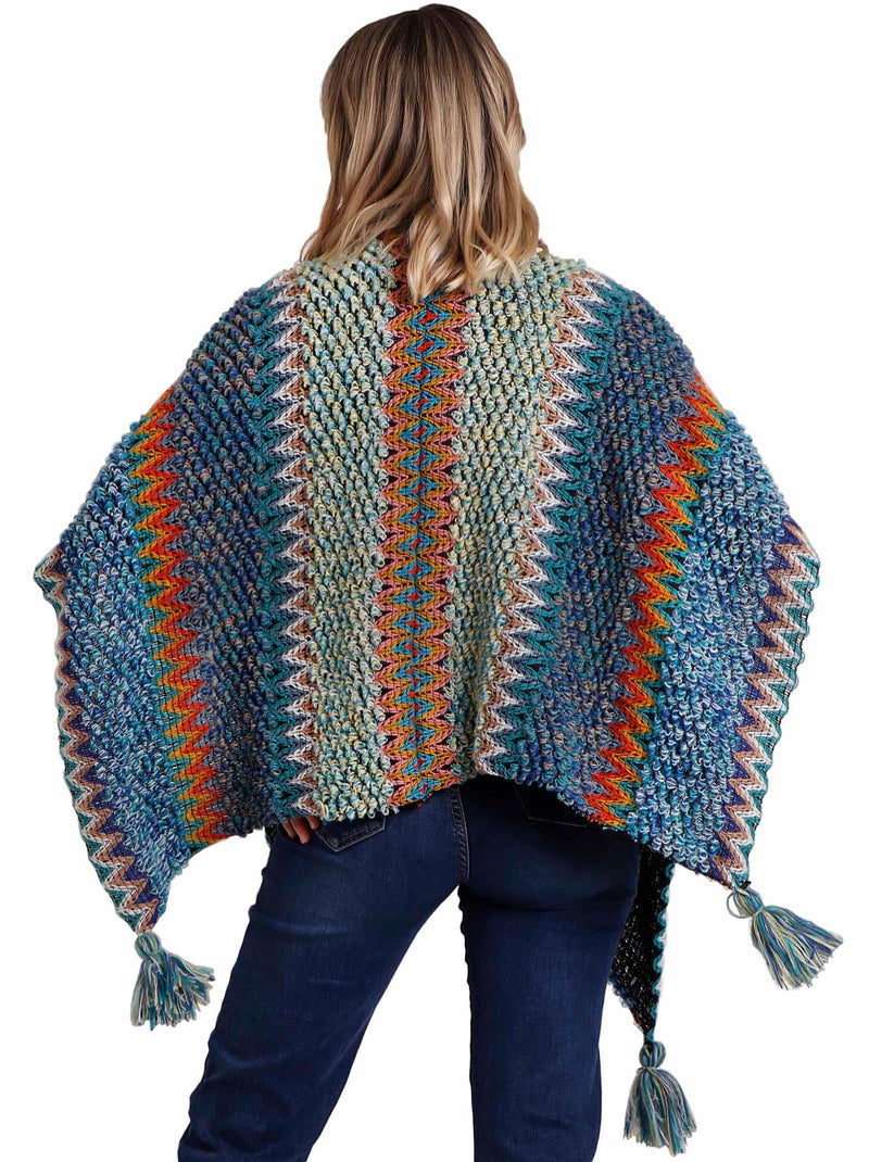 ADMAS Chal de Punto Boho para Mujer Azul - Kiabi