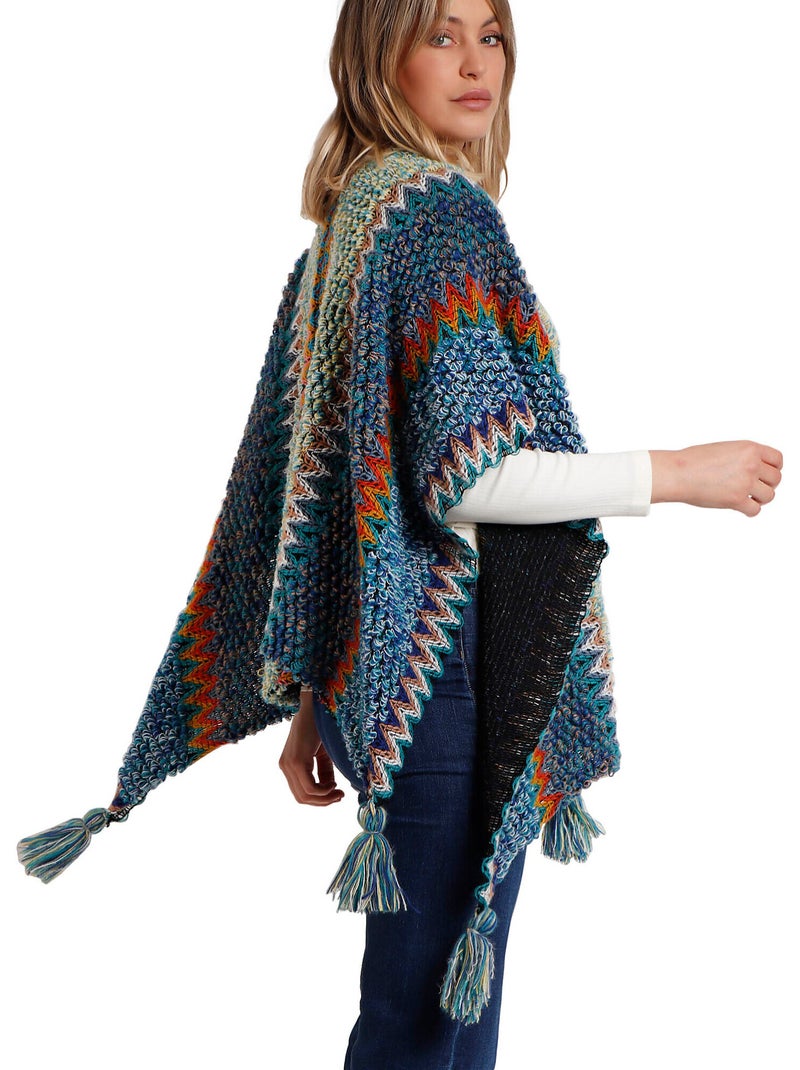 ADMAS Chal de Punto Boho para Mujer Azul - Kiabi