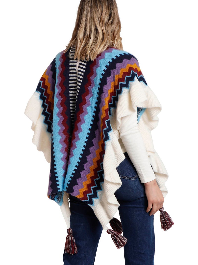 ADMAS Chal de Punto Volantes para Mujer Multicolor - Kiabi