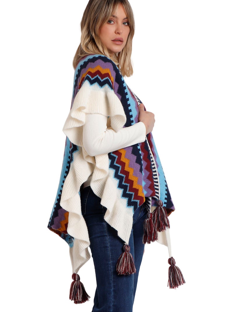 ADMAS Chal de Punto Volantes para Mujer Multicolor - Kiabi