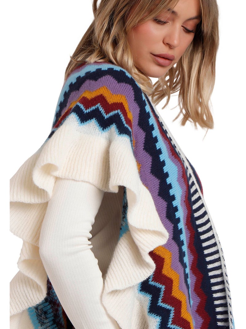 ADMAS Chal de Punto Volantes para Mujer Multicolor - Kiabi