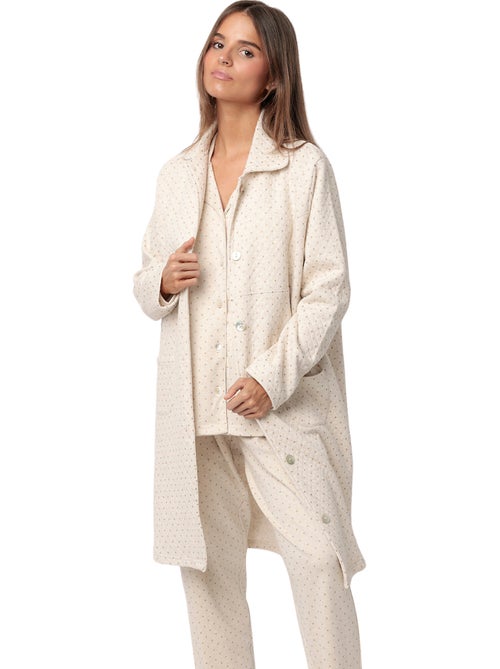 ADMAS CLASSIC Bata Manga Larga Botones Organic Dots para Mujer - Kiabi ADMAS CLASSIC Bata Manga Larga Botones Organic Dots para Mujer - Kiabi