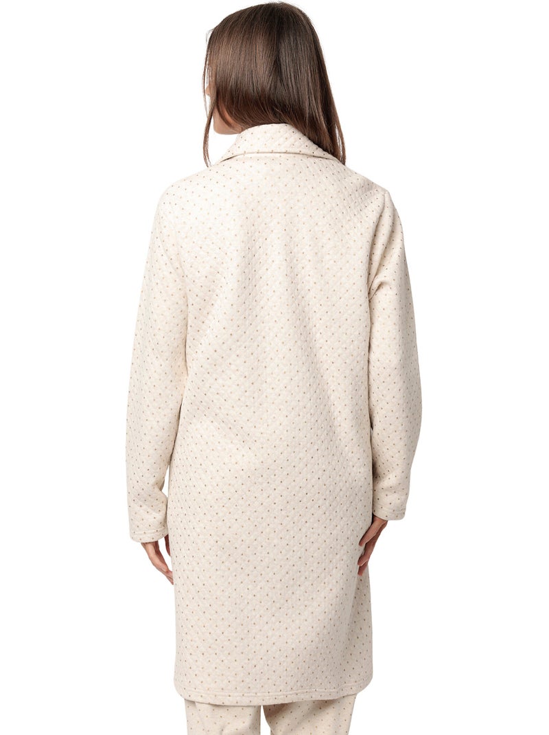 ADMAS CLASSIC Bata Manga Larga Botones Organic Dots para Mujer Beige - Kiabi