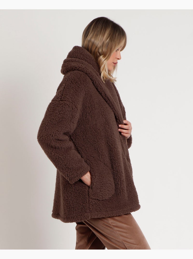 ADMAS CLASSIC Bata Manga Larga Calentita Relax Home para Mujer Marrón chocolate - Kiabi