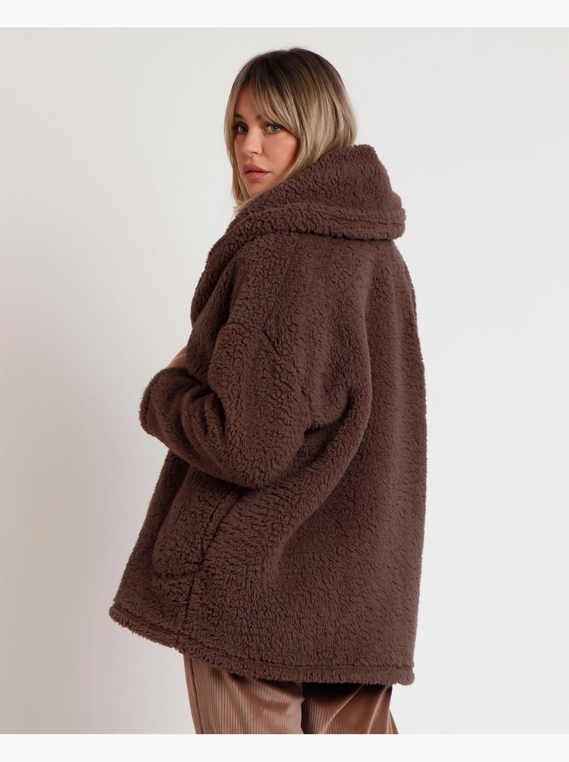 ADMAS CLASSIC Bata Manga Larga Calentita Relax Home para Mujer Marrón chocolate - Kiabi