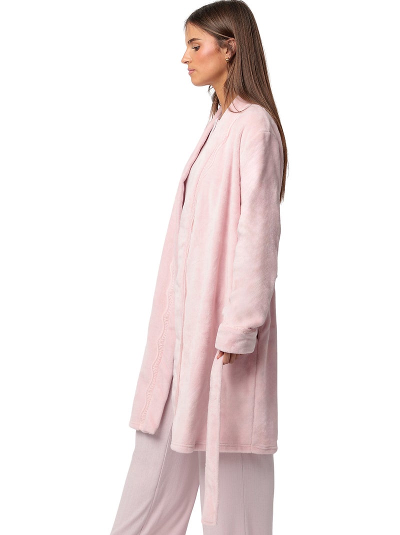 ADMAS CLASSIC Bata Manga Larga Calentita Romantic para Mujer Rosa - Kiabi