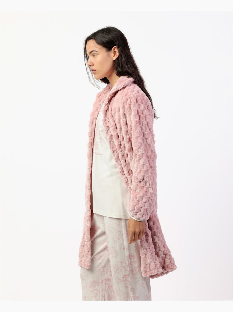 ADMAS CLASSIC Bata Manga Larga Calentita Soft Sleep para Mujer Rosa pálido - Kiabi