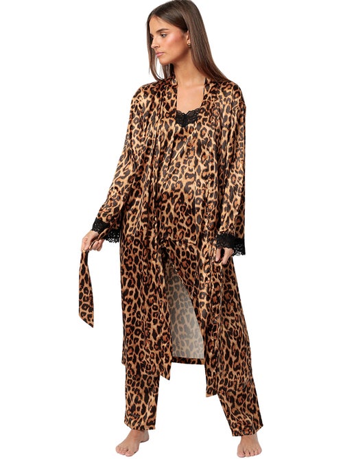 ADMAS CLASSIC Bata Manga Larga Satinada Glam Leopard para Mujer - Kiabi