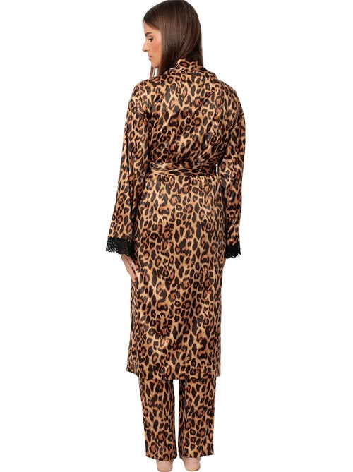 ADMAS CLASSIC Bata Manga Larga Satinada Glam Leopard para Mujer - Kiabi