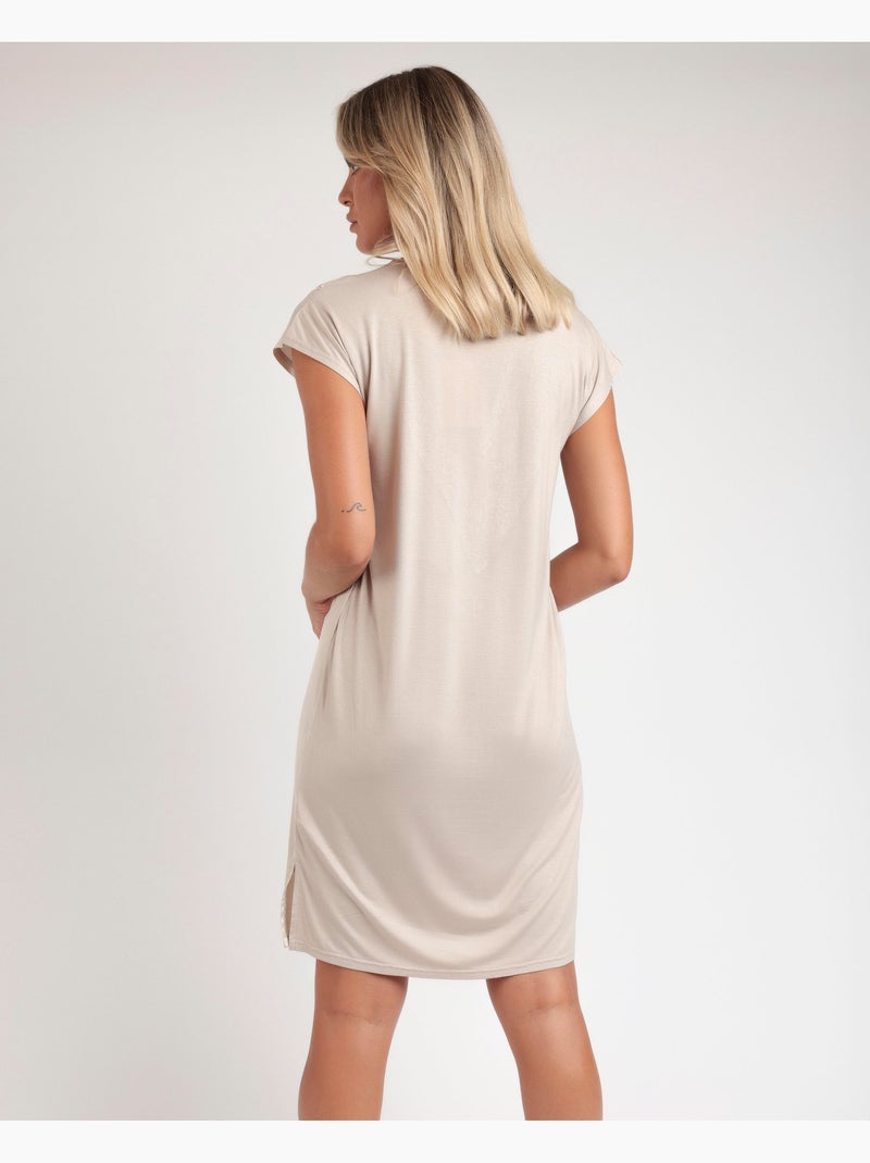 ADMAS CLASSIC Camisola Manga Caída Satin And Guipur para Mujer Champán - Kiabi