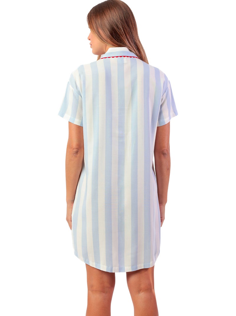 ADMAS CLASSIC Camisola Manga Corta Classic Light Stripes para Mujer Azul - Kiabi