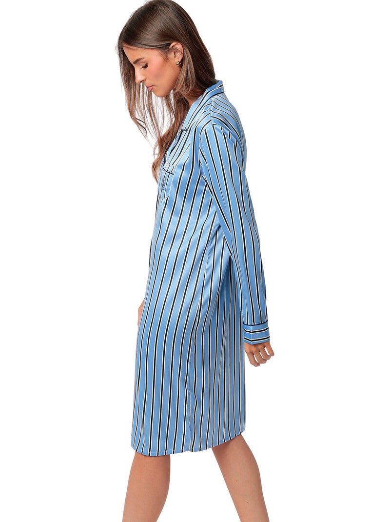 ADMAS CLASSIC Camisola Manga Larga Abierta Satinada Adm Secret para Mujer Azul - Kiabi